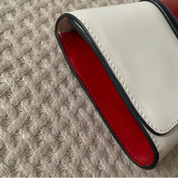 Liviana Conti Italian Leather Clutch – White with Red Stripe | NWOT - Picture 8 of 13